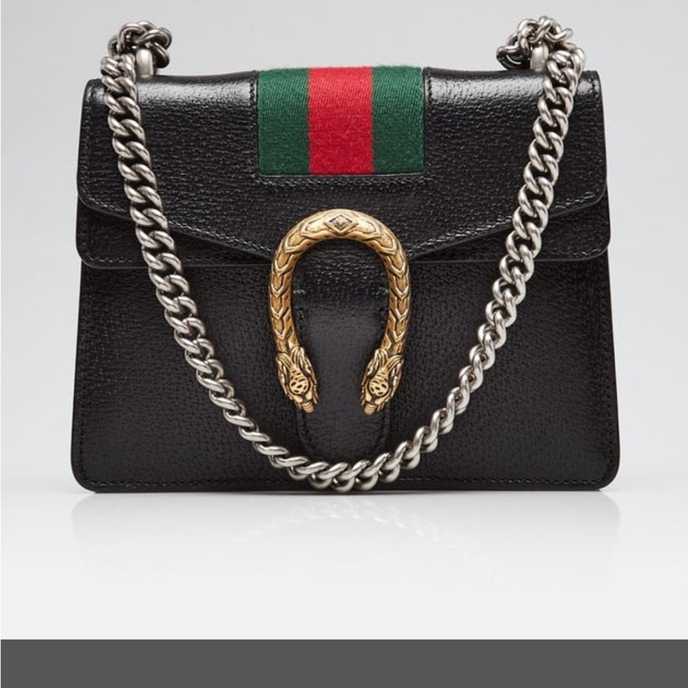 Gucci Dionysus Black Leather/web small handbag